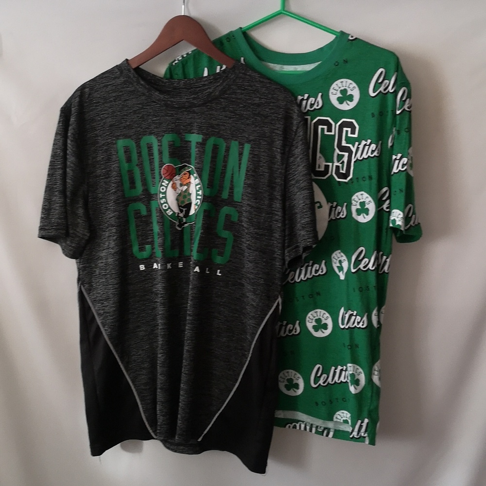 Set of Two Boston Celtics T-shirts Never Worn, Size Large, All-over Print, Green
